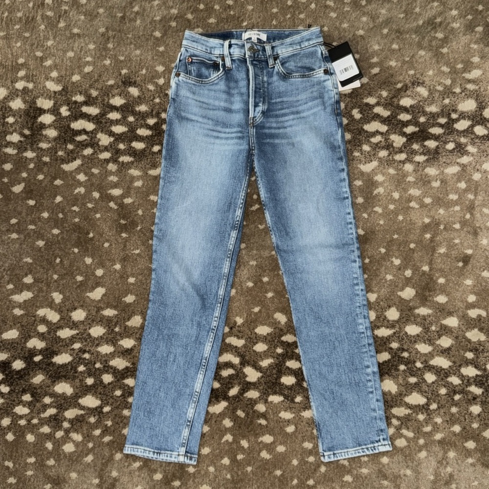 RE/DONE 90s High Rise Ankle Crop in Bright Faded Blue Sz 25 NWT - Picture 2 of 9